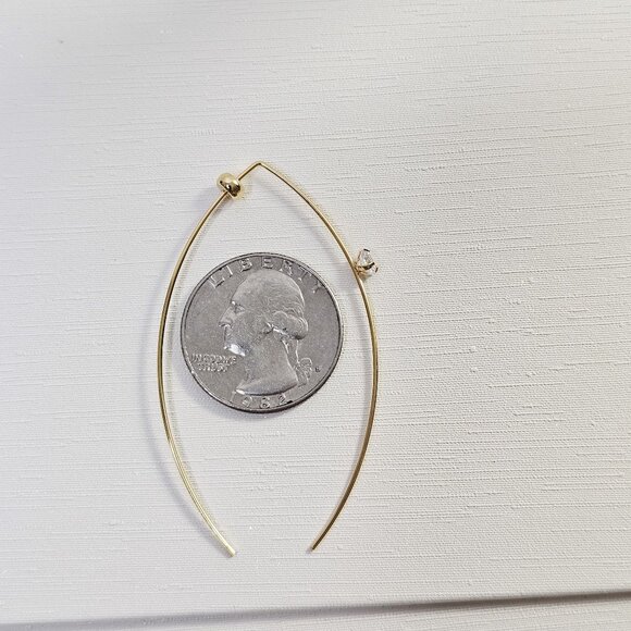 Nordstrom 14K G Layered CZ Large Upside Down Hoop Earrings NWT‎ - Picture 6 of 8